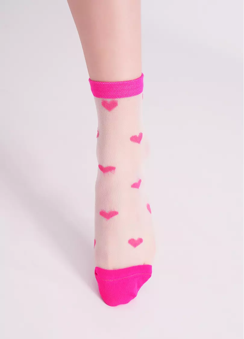 Прозорі шкарпетки в сердечках WS2 CRISTAL 074 fuchia (рожевий)