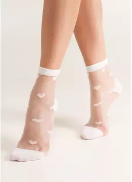 Прозорі шкарпетки в сердечках WS2 CRISTAL 074 white (білий)