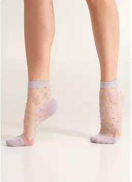 Прозорі шкарпетки в яскравий горошок WS2 CRISTAL 075 lilac (фіолетовий)