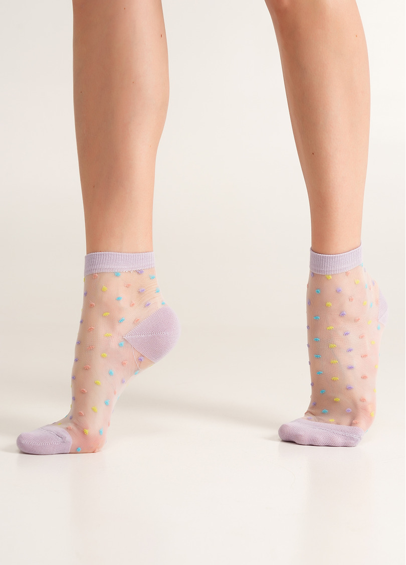 Прозрачные носки в яркий горошек WS2 CRISTAL 075 lilac (фиолетовый)