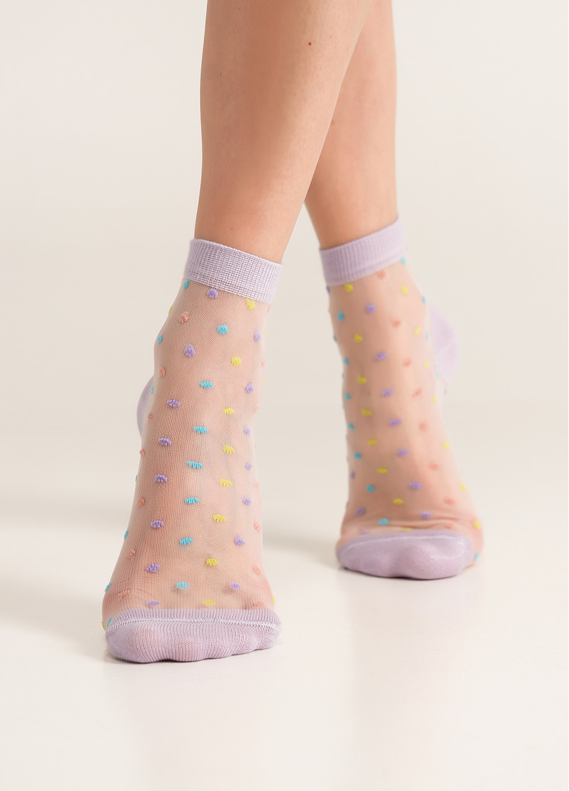 Прозрачные носки в яркий горошек WS2 CRISTAL 075 lilac (фиолетовый)