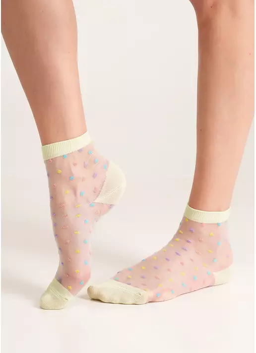 Прозорі шкарпетки в яскравий горошок WS2 CRISTAL 075 salat (зелений)