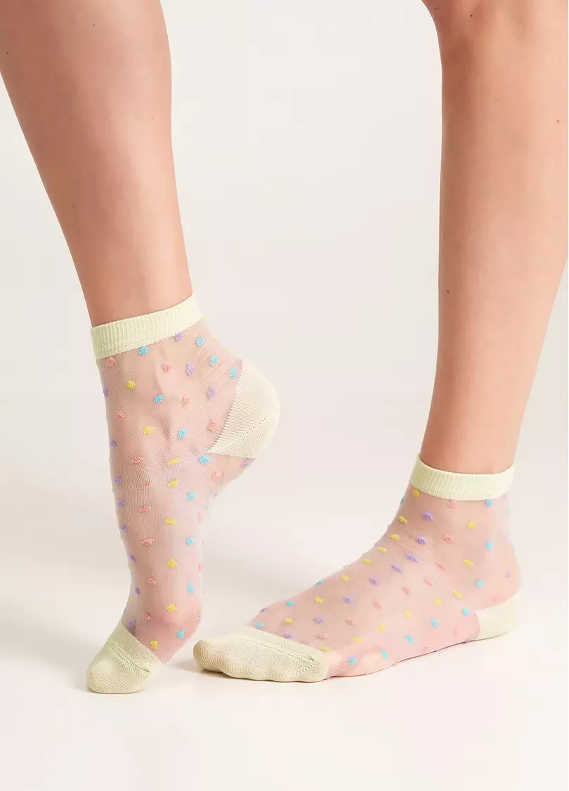 Прозрачные носки в яркий горошек WS2 CRISTAL 075 salat (зеленый)