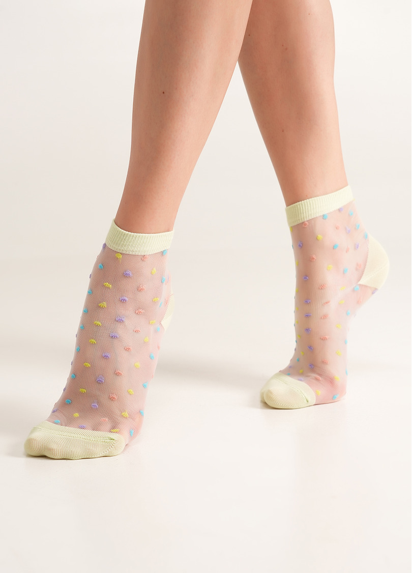 Прозорі шкарпетки в яскравий горошок WS2 CRISTAL 075 salat (зелений)