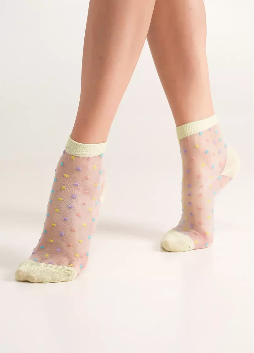 Прозрачные носки в яркий горошек WS2 CRISTAL 075 salat (зеленый)