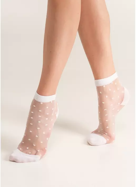 Прозорі шкарпетки в горошок WS2 CRISTAL 077 bianco (білий)