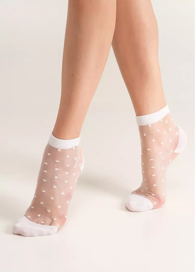 Прозрачные носки в горошек WS2 CRISTAL 077 bianco (белый)