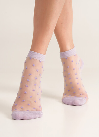 Прозрачные носки в горошек WS2 CRISTAL 077 lilac (фиолетовый)