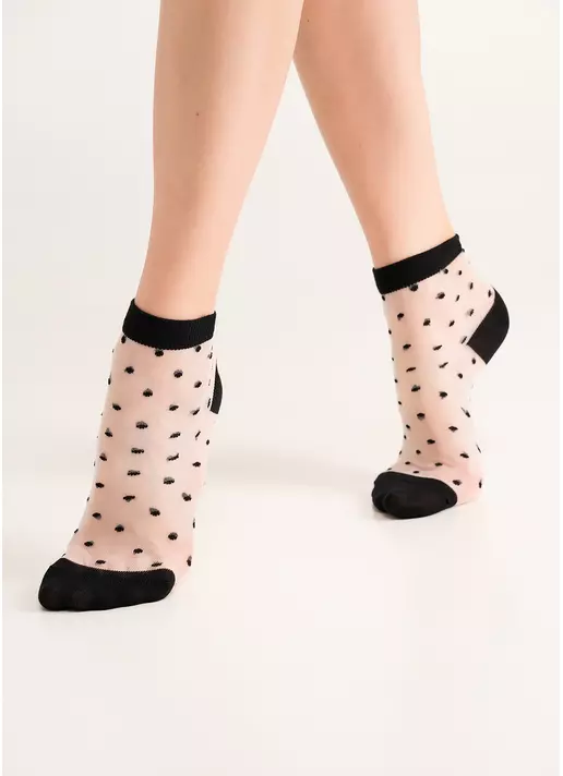 Прозрачные носки в горошек WS2 CRISTAL 077 nero (черный)