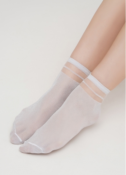 Жіночі шкарпетки з люрексом WS2 CRISTAL LUREX PA 001 (білий)
