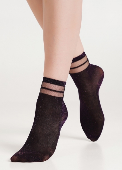 Женские носки с люрексом WS2 CRISTAL LUREX PA 001 black/pink (черный/розовый)
