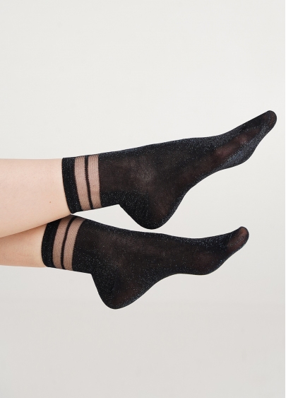 Жіночі шкарпетки з люрексом WS2 CRISTAL LUREX PA 001 black/turquoise (чорний/блакитний)
