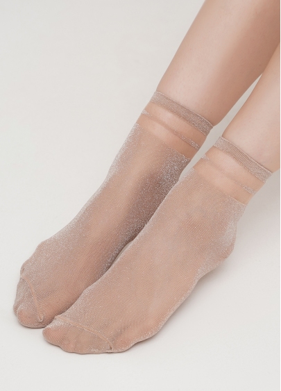 Женские носки с люрексом WS2 CRISTAL LUREX PA 001 (бежевый)