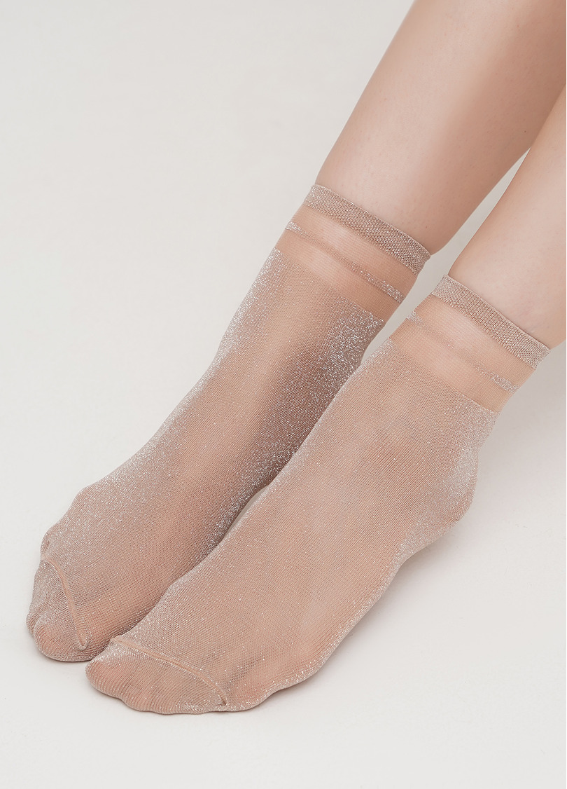 Женские носки с люрексом WS2 CRISTAL LUREX PA 001 (бежевый)