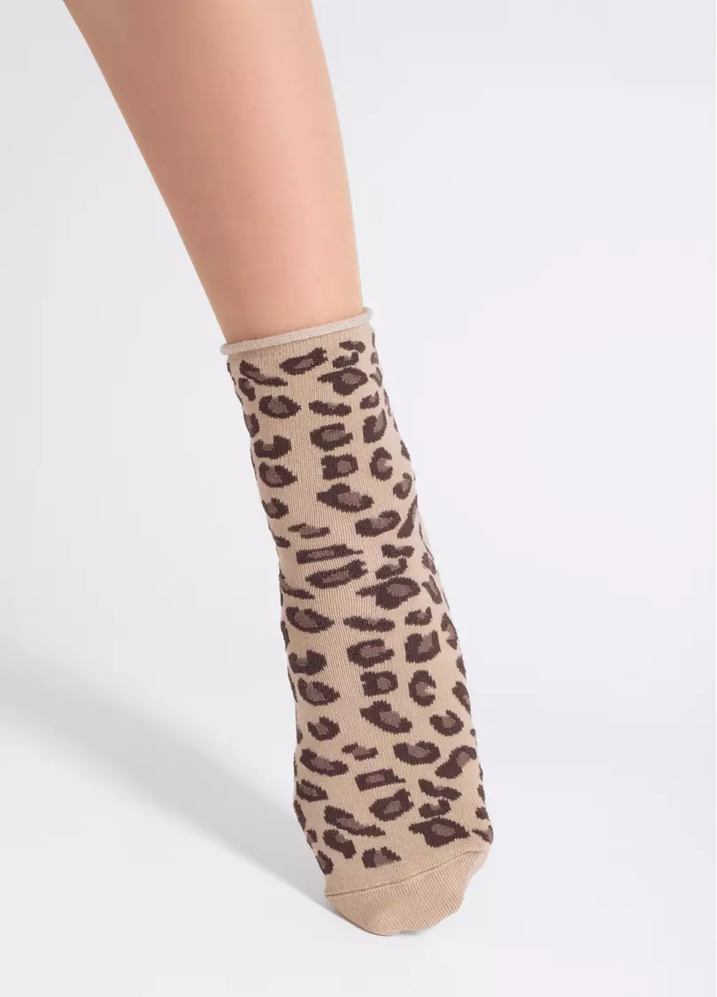 Шкарпетки з леопардовим принтом WS2 FASHION 2503 piel (бежевий)