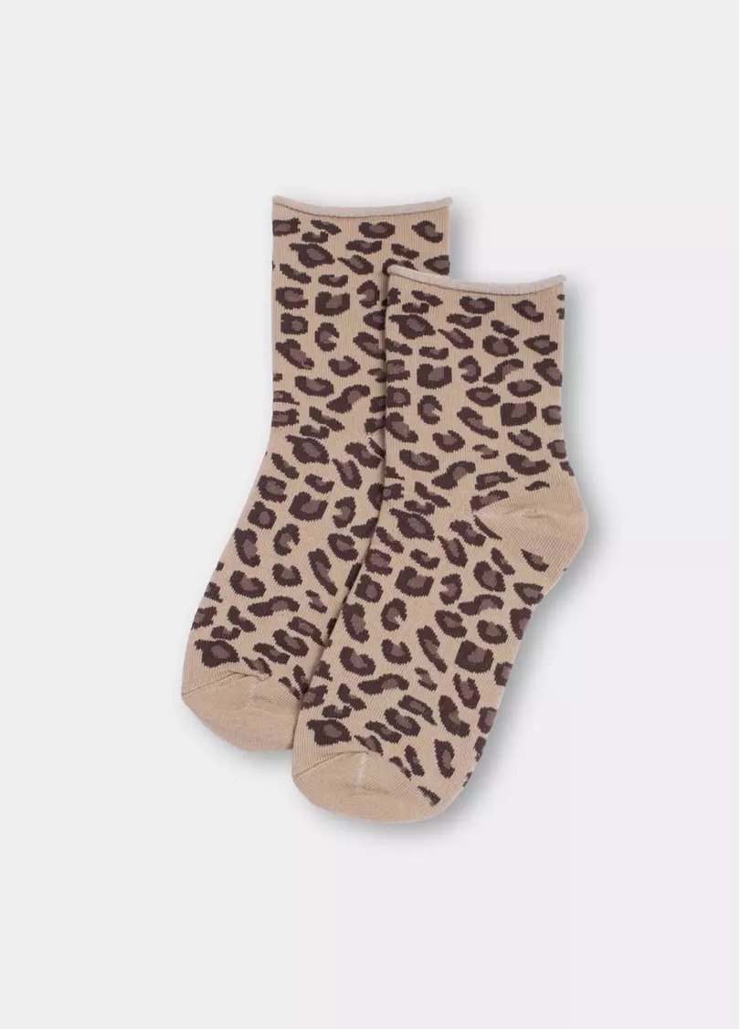 Шкарпетки з леопардовим принтом WS2 FASHION 2503 piel (бежевий)