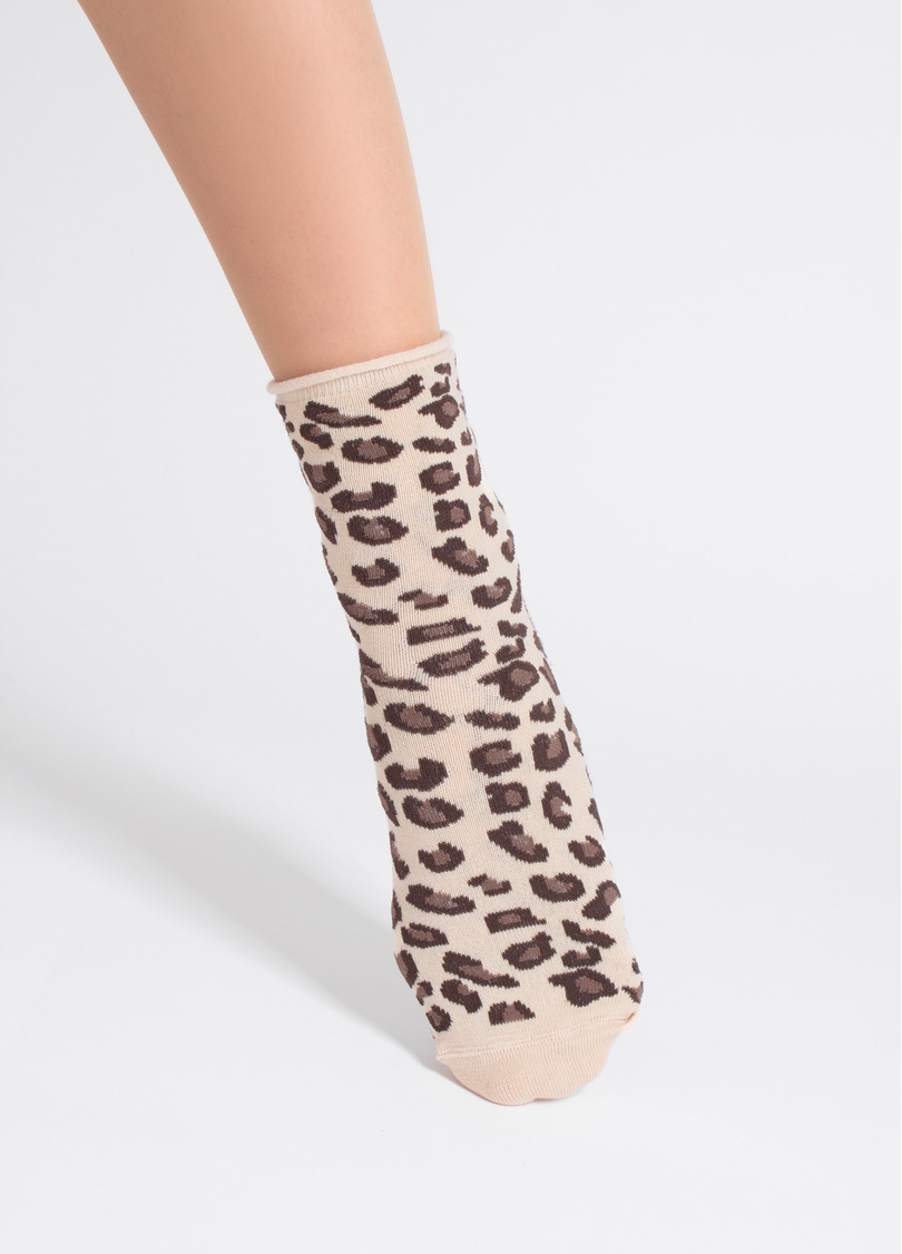 Носки с леопардовым принтом WS2 FASHION 2503 sand (бежевый)