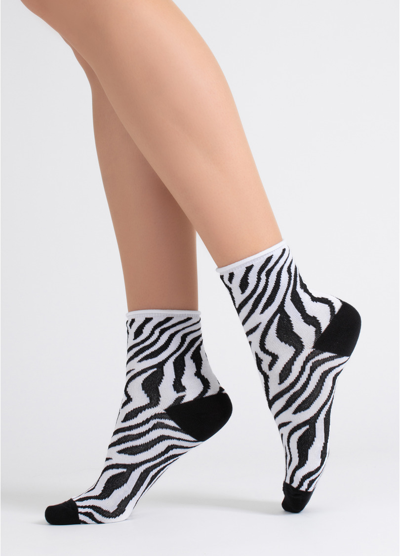 Носки с принтом зебра WS2 FASHION 2504 black/white (черный/белый)
