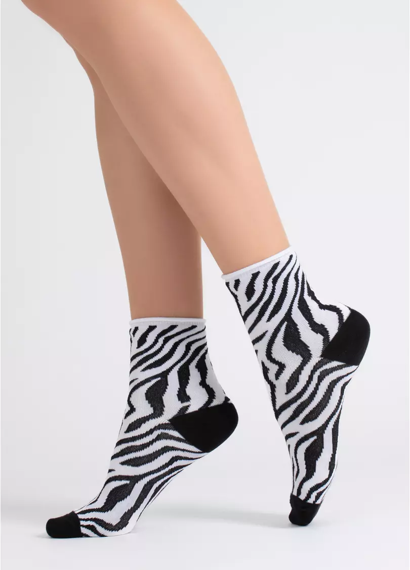 Носки с принтом зебра WS2 FASHION 2504 black/white (черный/белый)