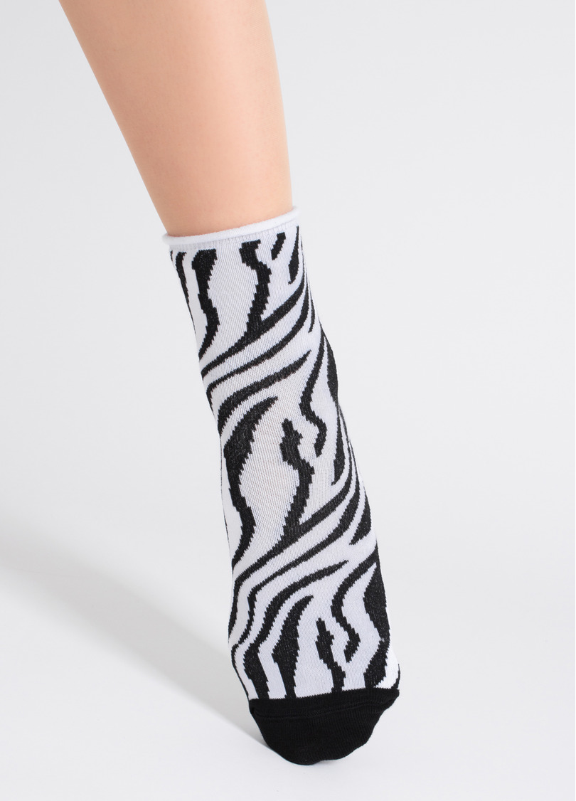 Носки с принтом зебра WS2 FASHION 2504 black/white (черный/белый)