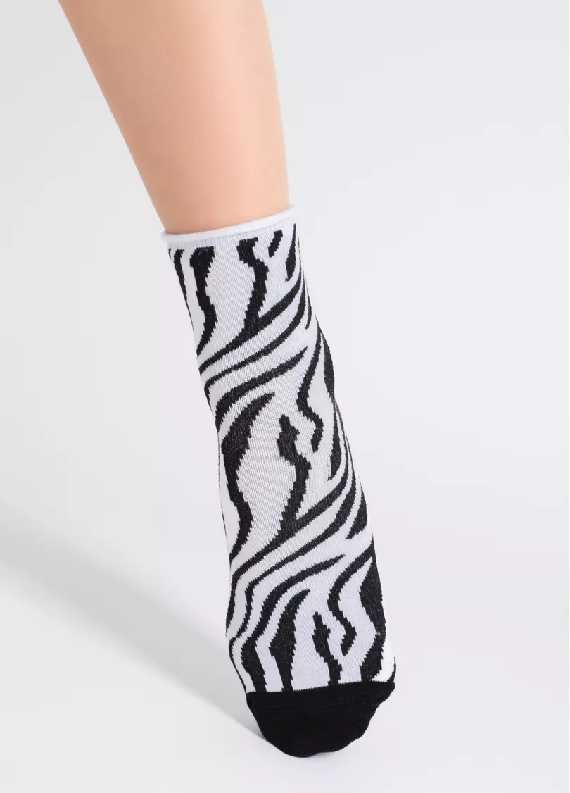 Носки с принтом зебра WS2 FASHION 2504 black/white (черный/белый)