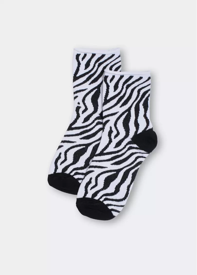 Носки с принтом зебра WS2 FASHION 2504 black/white (черный/белый)