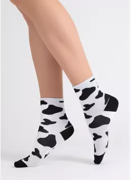 Шкарпетки з принтом корови WS2 FASHION 2505 black/white (чорний/білий) Шкарпетки з принтом корови WS2 FASHION 2505 black/white (чорний/білий)
