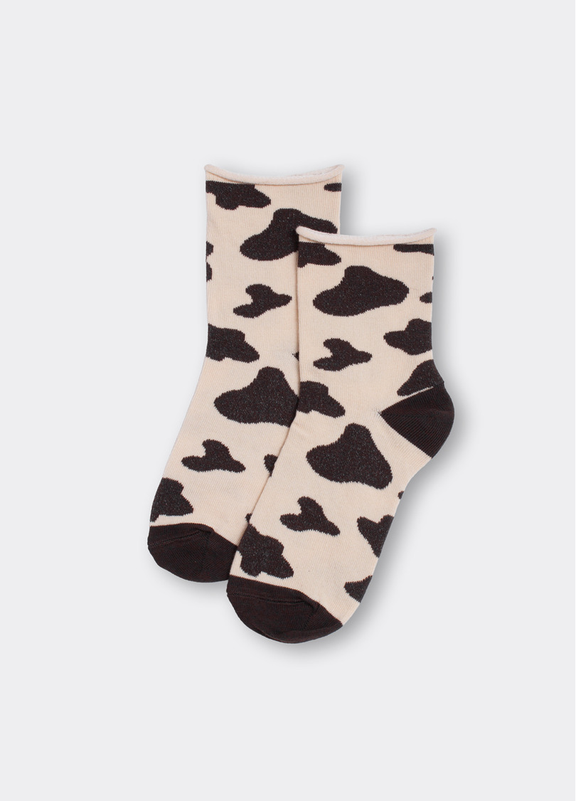 Шкарпетки з принтом корови WS2 FASHION 2505 sand (бежевий)