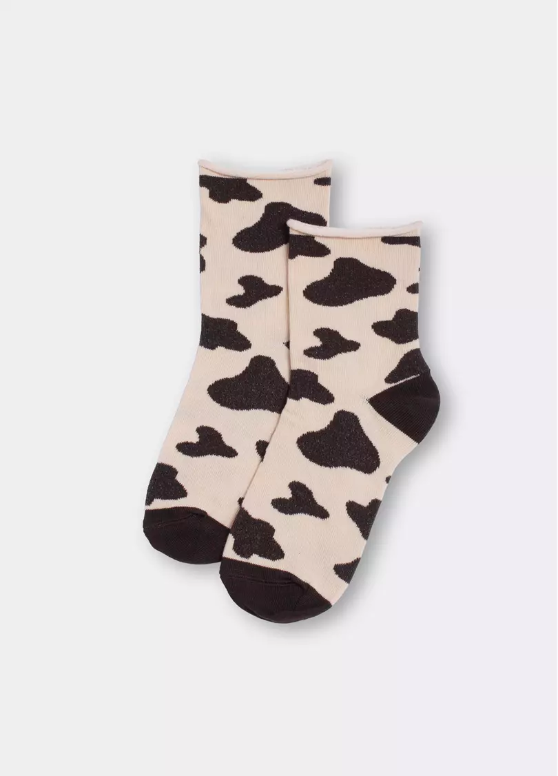 Шкарпетки з принтом корови WS2 FASHION 2505 sand (бежевий)