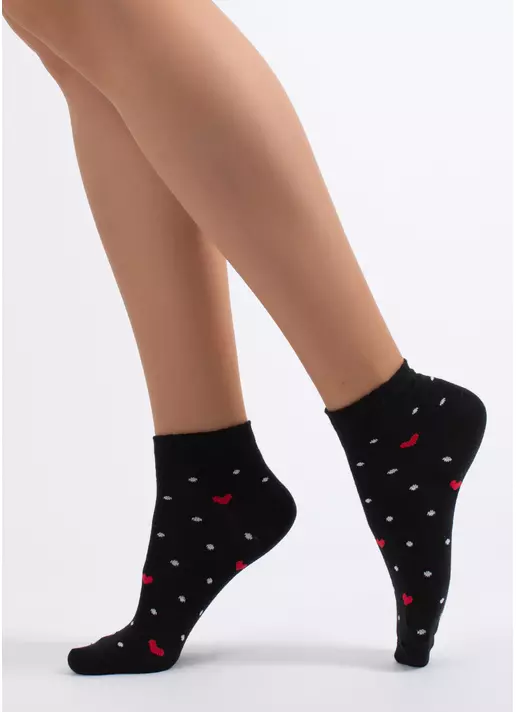 Носки в горох и сердечки WS2 FASHION 2508, черные Носки в горох и сердечки WS2 FASHION 2508, черные