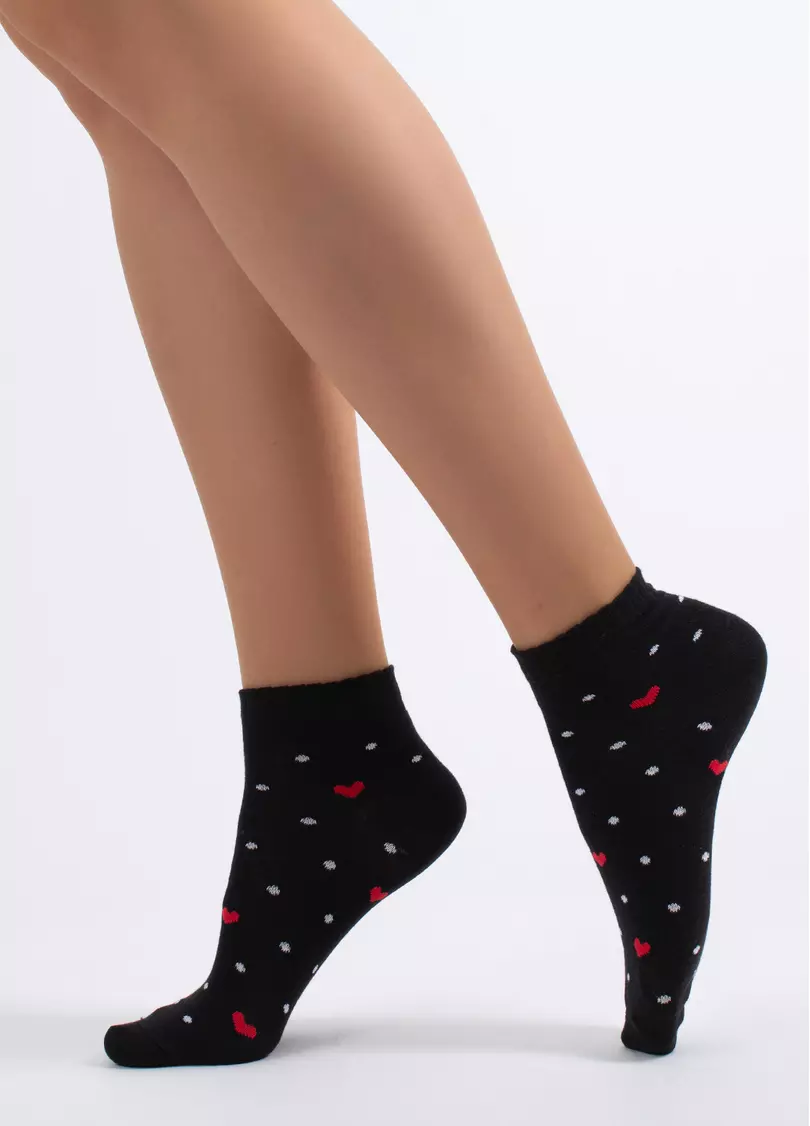 Носки в горох и сердечки WS2 FASHION 2508, черные