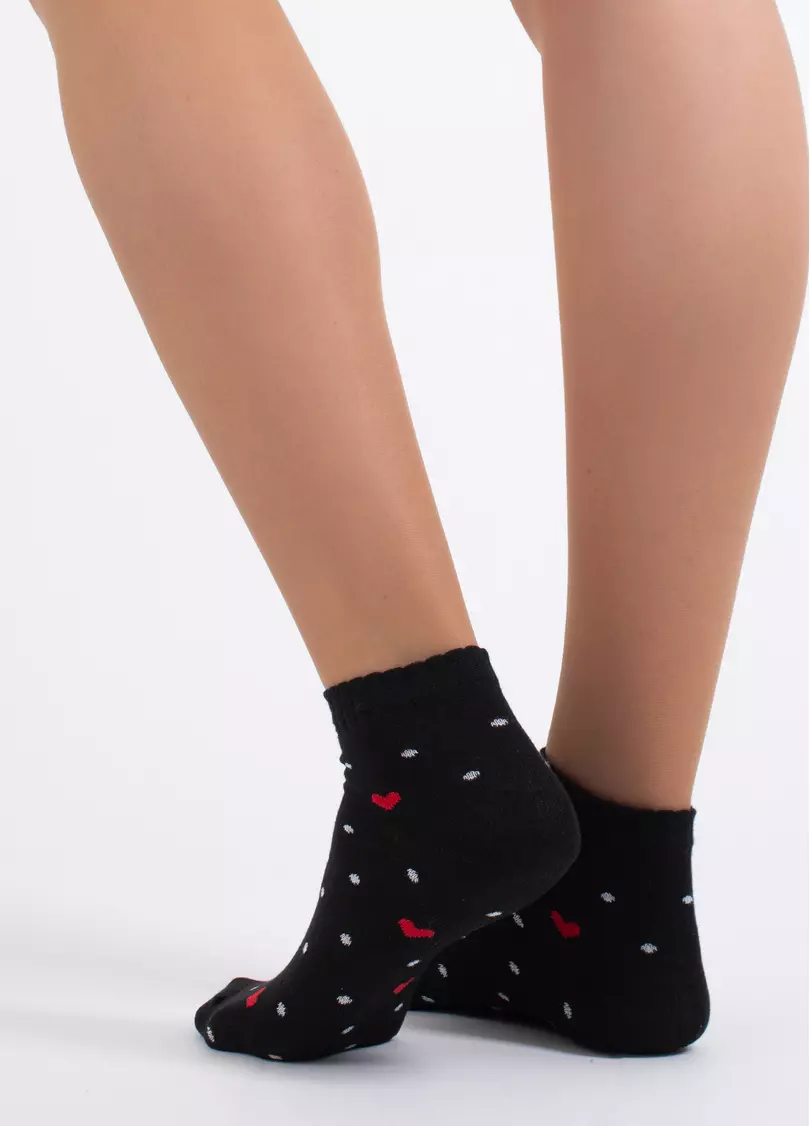 Носки в горох и сердечки WS2 FASHION 2508, черные