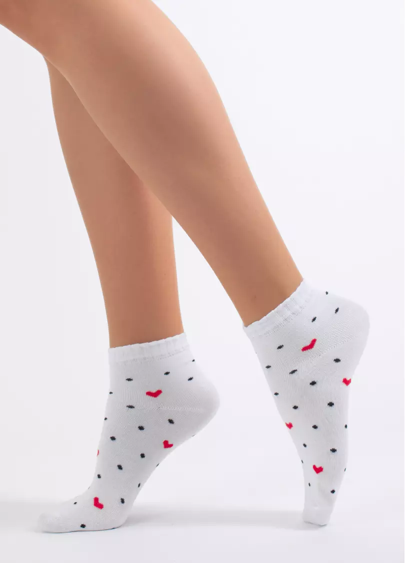 Носки в горох и сердечки WS2 FASHION 2508, белые