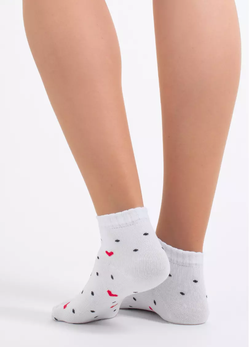 Носки в горох и сердечки WS2 FASHION 2508, белые