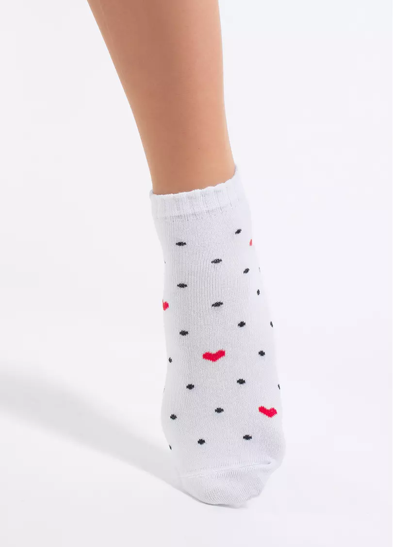 Носки в горох и сердечки WS2 FASHION 2508, белые