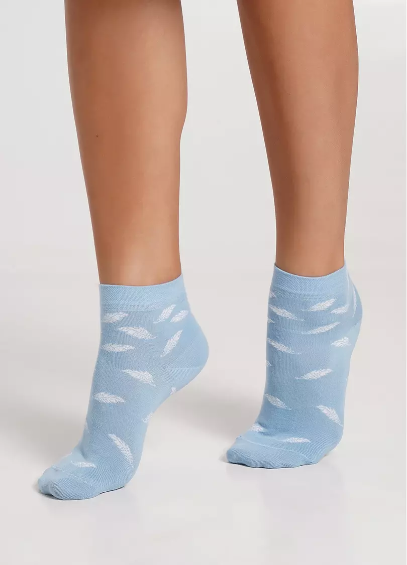 Носки хлопковые с бумажным самолетом и перьями WS2 FASHION SET 2404 (пак х2) baby blue (голубой)