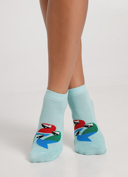 Носки с разноцветными птичками 2 пары WS2 FASHION SET 2406 (пак х2) pastel turquoise (зеленый)
