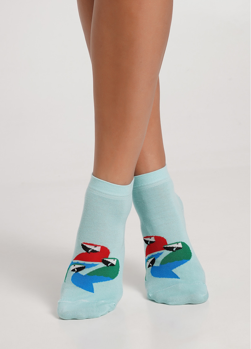 Шкарпетки з різнокольоровим пташками 2 пари WS2 FASHION SET 2406 (пак х2) pastel turquoise (зелений)