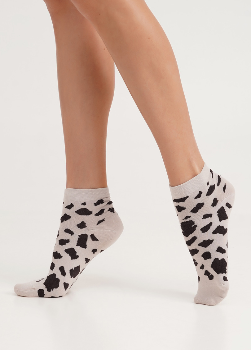 Носки женские с анималистическим принтом WS2 SAFARI 001 moonlight (бежевый)