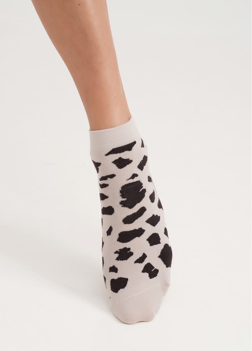 Носки женские с анималистическим принтом WS2 SAFARI 001 moonlight (бежевый)