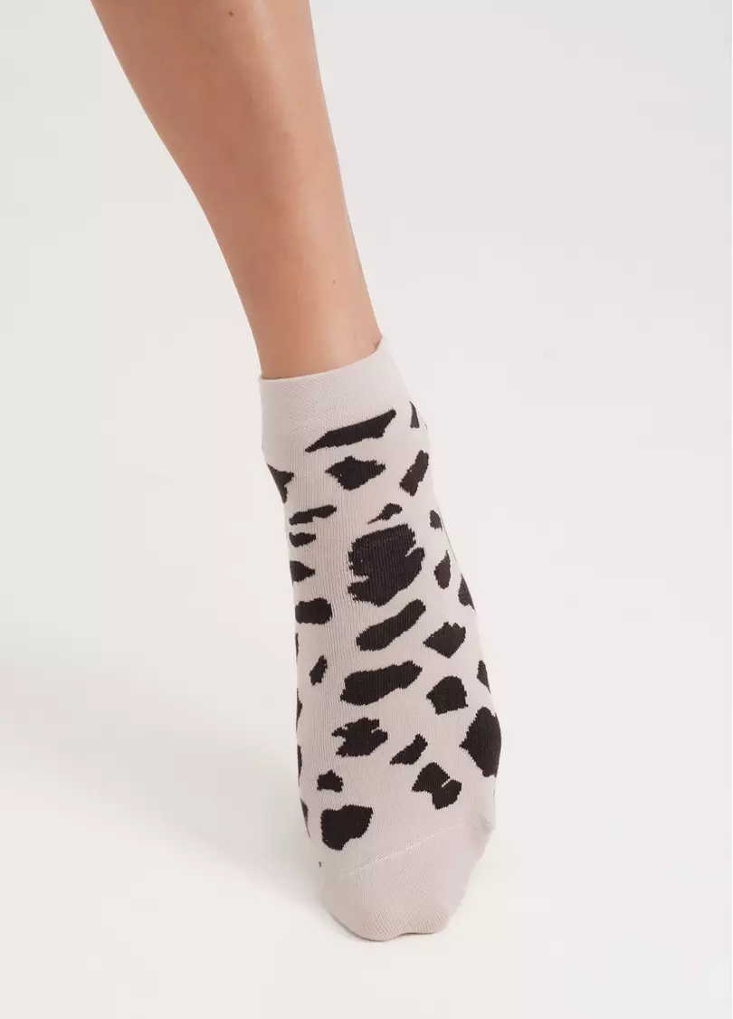 Шкарпетки жіночі з анімалістичним принтом WS2 SAFARI 001 moonlight (бежевий)