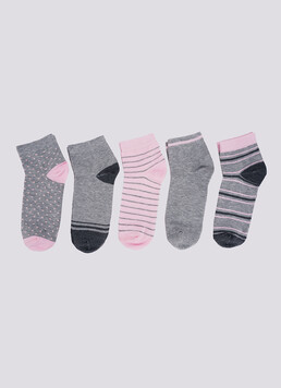 Носки с полосами и в горох набор из 5 пар WS2 SET 6 pearl/light grey melange/dark grey melange (розовый/серый)
