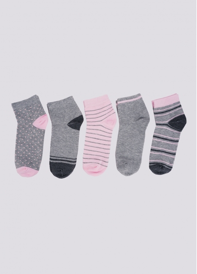 Шкарпетки зі смугами та в горох набір з 5 пар WS2 SET 6 pearl/light grey melange/dark grey melange (рожевий/сірий)