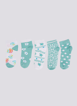 Носки с цветами набор из 5 пар WS2 SET 7 white/pastel turquoise (белый/зеленый)