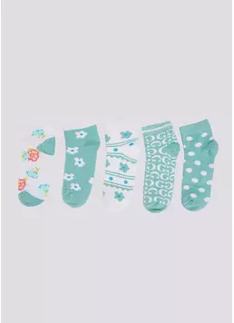Носки с цветами набор из 5 пар WS2 SET 7 white/pastel turquoise (белый/зеленый)
