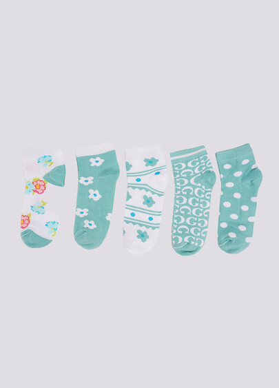 Носки с цветами набор из 5 пар WS2 SET 7 white/pastel turquoise (белый/зеленый)