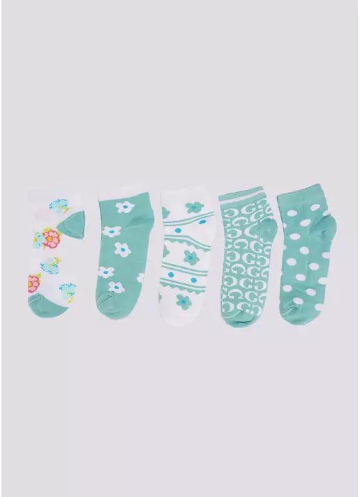 Носки с цветами набор из 5 пар WS2 SET 7 white/pastel turquoise (белый/зеленый)