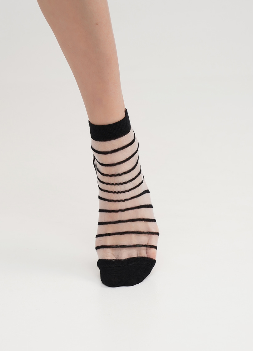Носки прозрачные в полоску WS2C/Mn-003 (WSM-003 calzino) nero (черный)