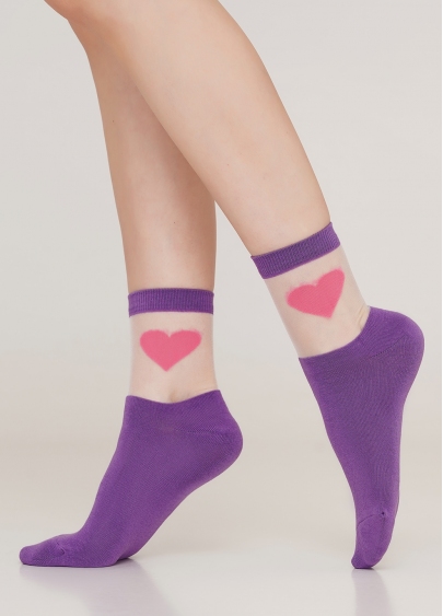 Жіночі бавовняні шкарпетки зі вставками з мононитки  WS2C/Mn-013 lavander (фіолетовий)