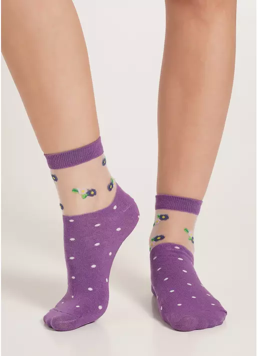 Шкарпекти у квіти WS2C/Mn-015 (WSM-015 calzino) lavander (фіолетовий)